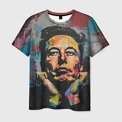 Футболка мужская Илон Маск граффити портрет, цвет: 3D-принт