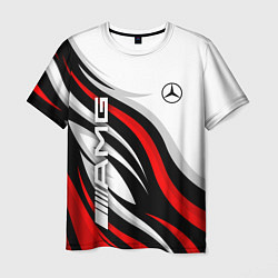 Футболка мужская Mercedes benz AMG - белый с красным, цвет: 3D-принт