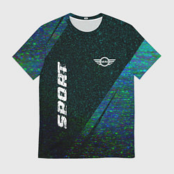 Футболка мужская Mini sport glitch blue, цвет: 3D-принт