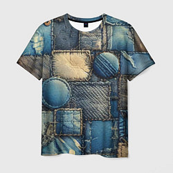 Футболка мужская Denim patchwork - ai art, цвет: 3D-принт