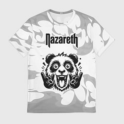 Футболка мужская Nazareth рок панда на светлом фоне, цвет: 3D-принт