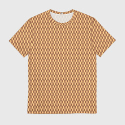 Футболка мужская Светлый коричневый сетка паттерн, цвет: 3D-принт