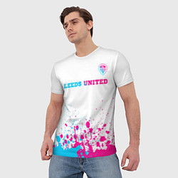 Футболка мужская Leeds United neon gradient style посередине, цвет: 3D-принт — фото 2