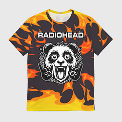 Футболка мужская Radiohead рок панда и огонь, цвет: 3D-принт