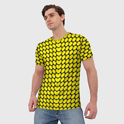 Футболка мужская Жёлтые лепестки шестиугольники, цвет: 3D-принт — фото 2
