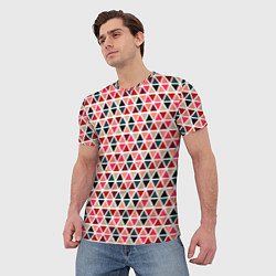 Футболка мужская Бирюзово-розовый геометричный треугольники, цвет: 3D-принт — фото 2