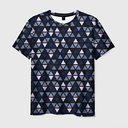 Футболка мужская Чёрно-синий паттерн треугольники, цвет: 3D-принт
