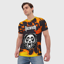 Футболка мужская Nazareth рок панда и огонь, цвет: 3D-принт — фото 2