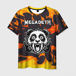 Футболка мужская Megadeth рок панда и огонь, цвет: 3D-принт