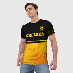Футболка мужская Chelsea - gold gradient посередине, цвет: 3D-принт — фото 2