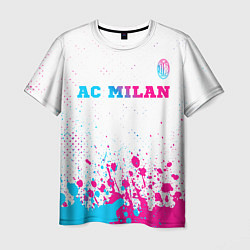 Футболка мужская AC Milan neon gradient style посередине, цвет: 3D-принт