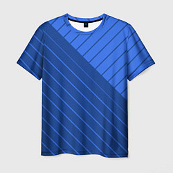 Футболка мужская Сине-голубой косые полосы, цвет: 3D-принт
