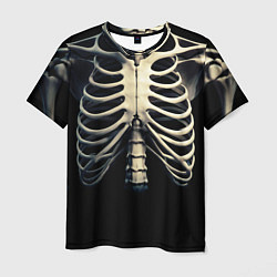 Футболка мужская Человеческий скелет на черном фоне, цвет: 3D-принт