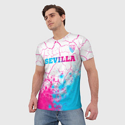 Футболка мужская Sevilla neon gradient style посередине, цвет: 3D-принт — фото 2