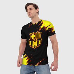 Футболка мужская Barcelona огненные краски лого, цвет: 3D-принт — фото 2