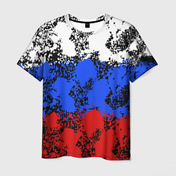 Футболка мужская Российский флаг брызги, цвет: 3D-принт