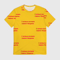 Футболка мужская С первым сентября говорит Мандарин, цвет: 3D-принт