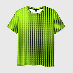 Футболка мужская Ярко-зелёный в маленькие чёрные полоски, цвет: 3D-принт