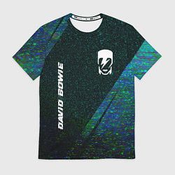 Футболка мужская David Bowie glitch blue, цвет: 3D-принт