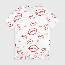 Футболка мужская Паттерн красные губы на белом - lips classic, цвет: 3D-принт