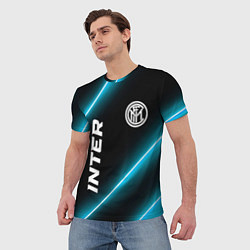 Футболка мужская Inter неоновые лампы, цвет: 3D-принт — фото 2