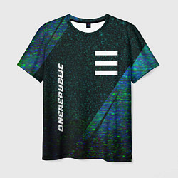 Футболка мужская OneRepublic glitch blue, цвет: 3D-принт