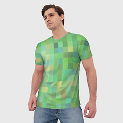 Футболка мужская Пиксели в зеленом, цвет: 3D-принт — фото 2