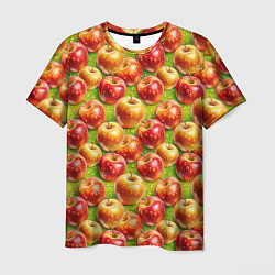 Футболка мужская Вкусные яблоки паттерн, цвет: 3D-принт