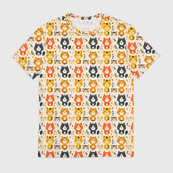 Футболка мужская Разноцветные котята ретро узор, цвет: 3D-принт