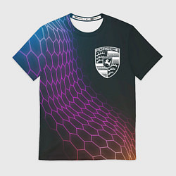 Футболка мужская Porsche neon hexagon, цвет: 3D-принт