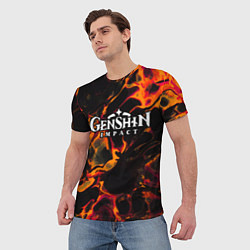Футболка мужская Genshin Impact red lava, цвет: 3D-принт — фото 2
