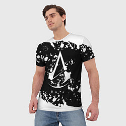 Футболка мужская Assassins Creed logo краски, цвет: 3D-принт — фото 2