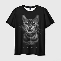 Футболка мужская Cat meow black and white - big picture, цвет: 3D-принт