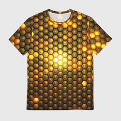 Футболка мужская Металлические соты - роскошный блеск золота, цвет: 3D-принт
