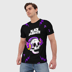 Футболка мужская Black Sabbath неоновый череп, цвет: 3D-принт — фото 2