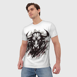 Футболка мужская Гранж - портрет быка: голова, цвет: 3D-принт — фото 2
