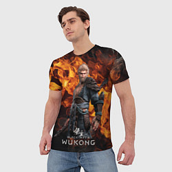 Футболка мужская Король обезьян Black Myth Wukong fire, цвет: 3D-принт — фото 2