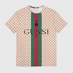 Футболка мужская Гусси - зелено-красная полоса, цвет: 3D-принт