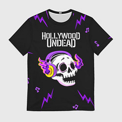 Футболка мужская Hollywood Undead неоновый череп, цвет: 3D-принт