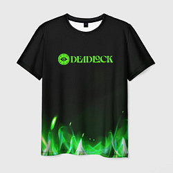 Футболка мужская Deadlock logo зеленый огонь, цвет: 3D-принт