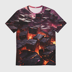 Футболка мужская Черные абстрактные квадратные камни в лаве, цвет: 3D-принт