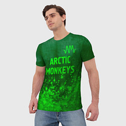 Футболка мужская Arctic Monkeys - green gradient посередине, цвет: 3D-принт — фото 2