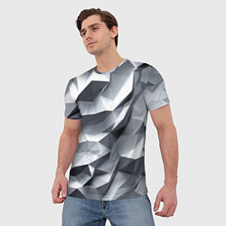 Футболка мужская Белая геометрия с искажением, цвет: 3D-принт — фото 2