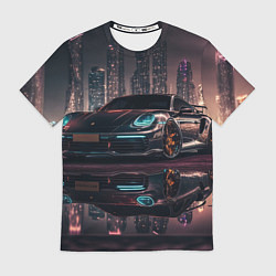 Футболка мужская Porshe night city, цвет: 3D-принт