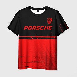 Футболка мужская Porsche - red gradient посередине, цвет: 3D-принт