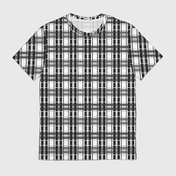 Футболка мужская Черно-белая шотландка клетчатый узор, цвет: 3D-принт