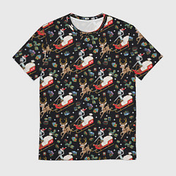 Футболка мужская Рик и Морти сани с оленем - Christmas, цвет: 3D-принт
