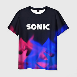 Футболка мужская Sonic neon flame, цвет: 3D-принт