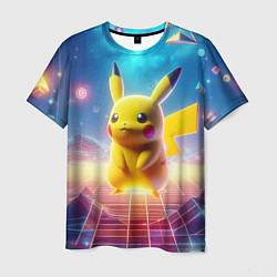 Футболка мужская Funny Pikachu - vaporwave, цвет: 3D-принт