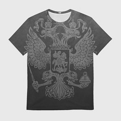 Футболка мужская Серо-черный фон с двуглавым орлом, символика госуд, цвет: 3D-принт